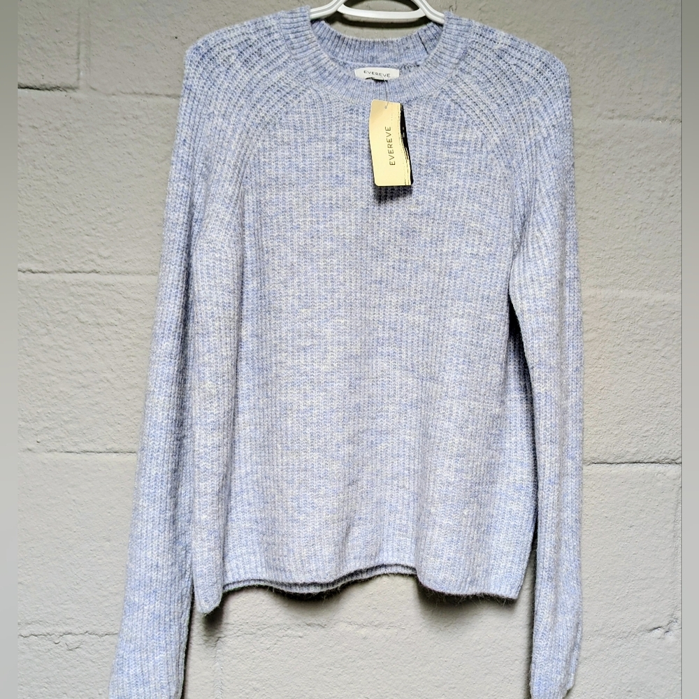 NWT Evereve Millie Shaker Pullover Sweater Light Blue Size L - Picture 3 of 10